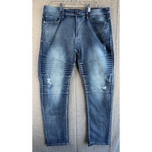 Mens Sz 38x32 SOUTHPOLE Skinny Denim Jeans Pants Ribbed Light Wash